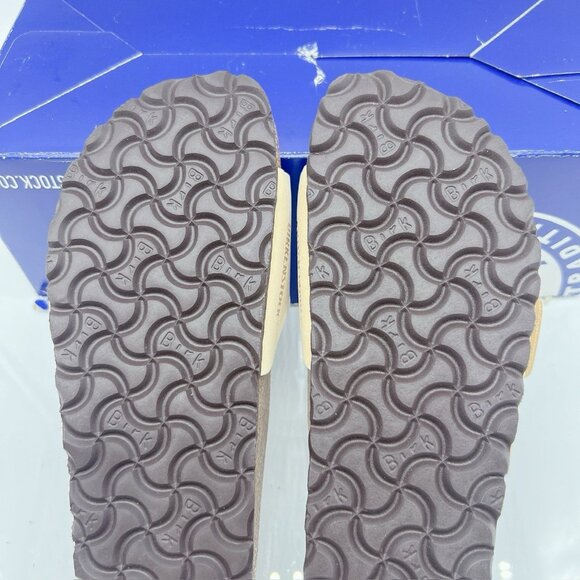 Birkenstock Cream Sandals with Gold Buckle - Picture 14 of 16
